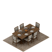 conjunto de mesa isométrica perspectiva 3d render png