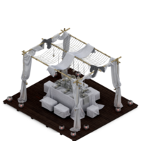 rendu 3d de la perspective de l'ensemble de table isométrique png