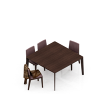 renderização 3d de perspectiva de conjunto de mesa isométrica png