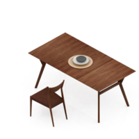 rendu 3d de la perspective de l'ensemble de table isométrique png