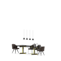 conjunto de mesa isométrica render 3d frontal png