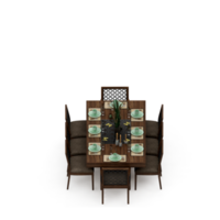 renderização 3d de perspectiva de conjunto de mesa isométrica png