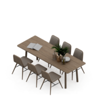 Isometric Table set Perspective 3D render png