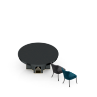 renderização 3d de perspectiva de conjunto de mesa isométrica png