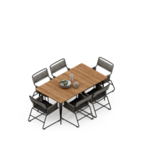 renderização 3d de perspectiva de conjunto de mesa isométrica png