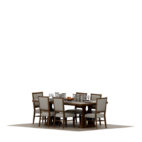 conjunto de mesa isométrica render 3d frontal png