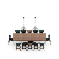 renderização 3d de perspectiva de conjunto de mesa isométrica png