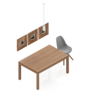 renderização 3d de perspectiva de conjunto de mesa isométrica png