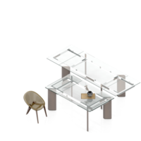 renderização 3d de perspectiva de conjunto de mesa isométrica png