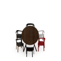 renderização 3d de perspectiva de conjunto de mesa isométrica png