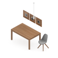 Isometric Table set Perspective 3D render png