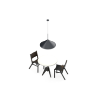 renderização 3d de perspectiva de conjunto de mesa isométrica png