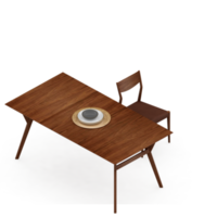 renderização 3d de perspectiva de conjunto de mesa isométrica png