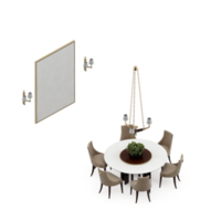 renderização 3d de perspectiva de conjunto de mesa isométrica png