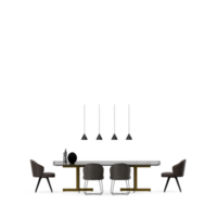 Isometric Table set front 3D render png