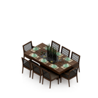 conjunto de mesa isométrica perspectiva 3d render png