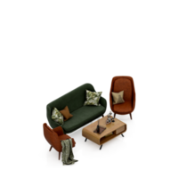 Isometric Table set Perspective 3D render png