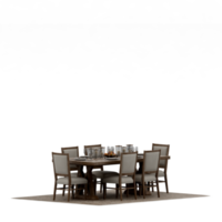 Isometric Table set front 3D render png