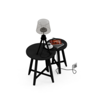 renderização 3d de perspectiva de conjunto de mesa isométrica png