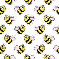 Little yellow bee ,seamless pattern on white background. vector