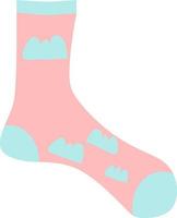 Pink socks with clouds, illustration, vector, on a white background. vector