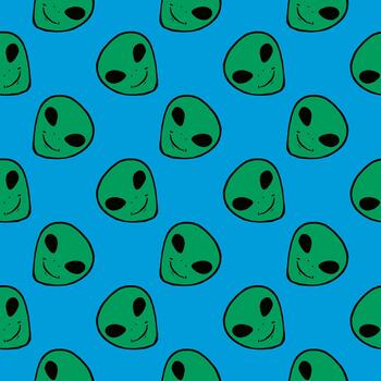 Smiling aliens,seamless pattern on white background. vector