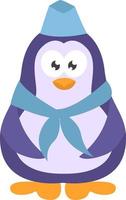 Stewardess penguin, icon illustration, vector on white background