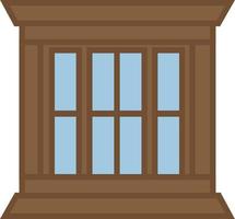 Brown frame home window, illustration, vector, on a white background. vector