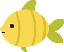 Cute green fish, illustration, vector on white background.