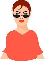 Woman with sunglasses, illustration, vector on white background.