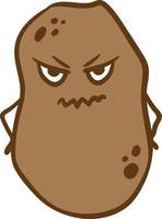 Angry potato with hands, illustration, vector on white background.