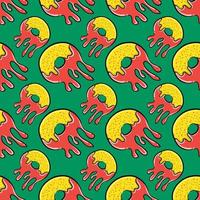Donuts pattern, seamless pattern on green background. vector