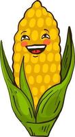 Yellow corn laughing, illustration, vector on a white background.