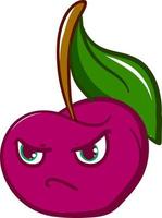 Angry cherry, illustration, vector on white background