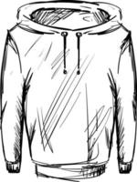 Hoodie drawing, illustration, vector on white background.