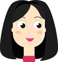 Lady with black hair, illustration, vector on white background.