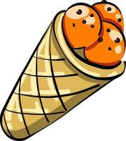 Ice cream in a cone , illustration, vector on white background