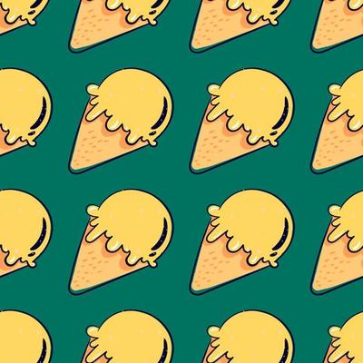 Ice cream pattern, seamless pattern on green background.