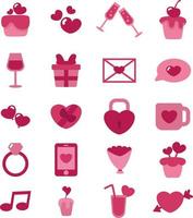 Valentine day icon pack, illustration, vector on a white background.