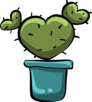 Heart shaped cactus, illustration, vector on a white background.