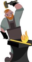 Blacksmith, illustration, vector on white background.