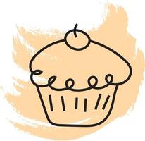 Creamy sweet cupcake, icon illustration, vector on white background