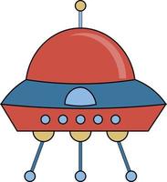 Red UFO, illustration, vector on white background.