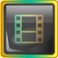 Video gallery grey square vector icon illustration with yellow and green details on white background