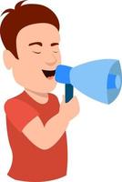 Man with megaphone, illustration, vector on white background.