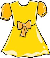 Vestido pequeño amarillo, ilustración, vector sobre fondo blanco.