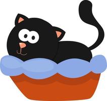 gato negro, ilustración, vector sobre fondo blanco
