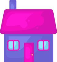 House with a pink roof, illustration, vector on a white background.