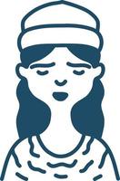 Woman with small cap, illustration, vector on a white background.