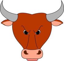 Angry bull, illustration, vector on white background.